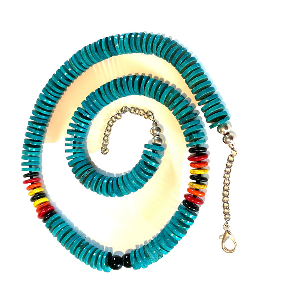 Vintage Stabilized Turquoise & Howlite Necklace Southwestern Stone Statement - Picture 1 of 13